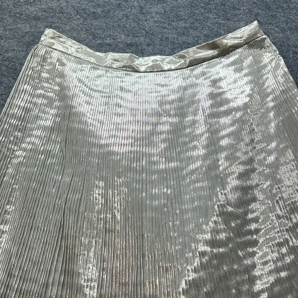 Talbots Metallic Silver Micro Pleat A-line Skirt - Picture 2 of 6